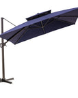 11' Navy Blue Polyester Round Tilt Cantilever Patio Umbrella with Stand