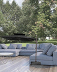 11' Black Polyester Round Tilt Cantilever Patio Umbrella with Stand