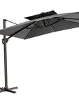 11' Gray Polyester Round Tilt Cantilever Patio Umbrella with Stand