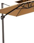 11' Tan Polyester Round Tilt Cantilever Patio Umbrella with Stand