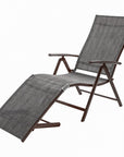 Set of Two Gray Aluminum Eight Position Adjustable Sling Outdoor Folding Chaise Lounges