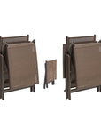 Set of Two Brown Aluminum Eight Position Adjustable Sling Outdoor Folding Chaise Lounges