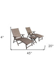 Set of Two Brown Aluminum Eight Position Adjustable Sling Outdoor Folding Chaise Lounges