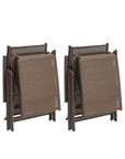 Set of Two Brown Aluminum Eight Position Adjustable Sling Outdoor Folding Chaise Lounges