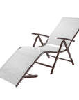 Set of Two Light Gray Aluminum Eight Position Adjustable Sling Outdoor Folding Chaise Lounges