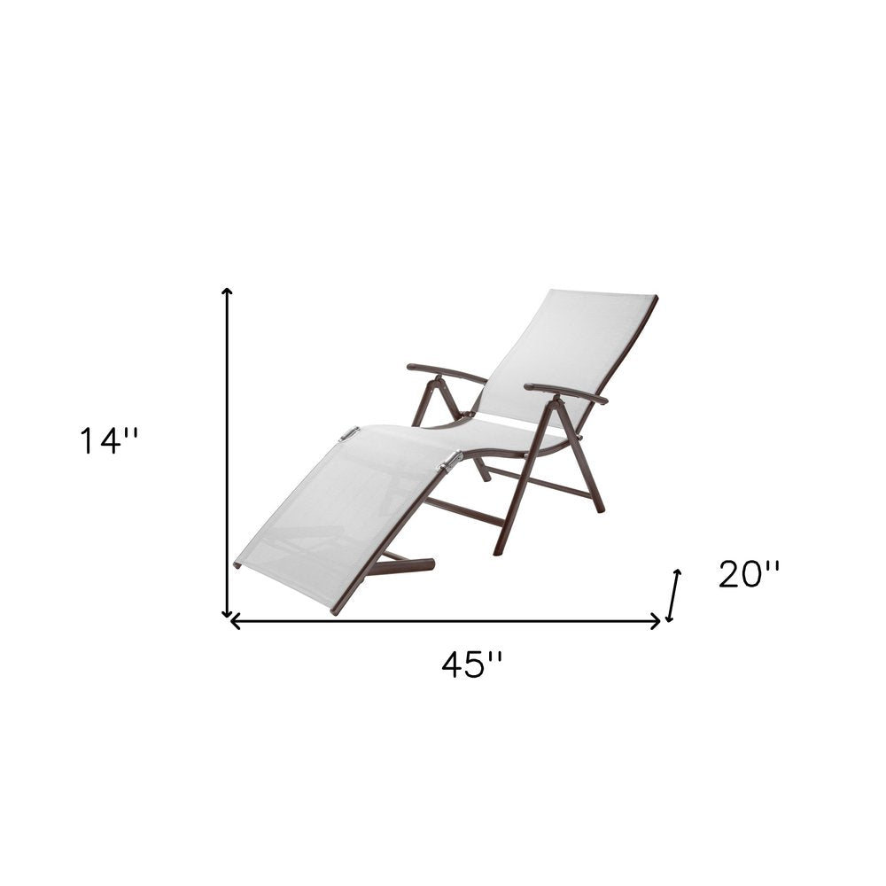 Set of Two Light Gray Aluminum Eight Position Adjustable Sling Outdoor Folding Chaise Lounges