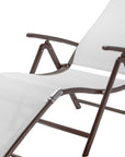 Set of Two Light Gray Aluminum Eight Position Adjustable Sling Outdoor Folding Chaise Lounges