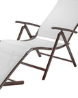 Set of Two Light Gray Aluminum Eight Position Adjustable Sling Outdoor Folding Chaise Lounges