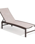 43" Beige Aluminum Five Position Adjustable Sling Outdoor Chaise Lounge