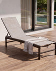 43" Beige Aluminum Five Position Adjustable Sling Outdoor Chaise Lounge