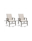 Set of Two Beige Aluminum Six Position Adjustable Outdoor Chaise Lounges