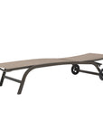 Set of Two Brown Aluminum Six Position Adjustable Sling Outdoor Chaise Lounges