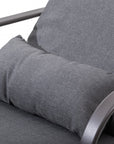 40" Dark Gray Steel Five Position Adjustable Outdoor Chaise Lounge with Gray Cushion