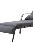 40" Dark Gray Steel Five Position Adjustable Outdoor Chaise Lounge with Gray Cushion