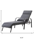 40" Dark Gray Steel Five Position Adjustable Outdoor Chaise Lounge with Gray Cushion