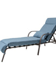 40" Brown Steel Five Position Adjustable Outdoor Folding Chaise Lounge with Dark Blue Cushion