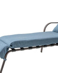 40" Brown Steel Five Position Adjustable Outdoor Folding Chaise Lounge with Dark Blue Cushion