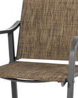 Set of Two 28" Gray and Brown Steel Outdoor Bar Height Chairs