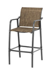 Set of Two 28" Gray and Brown Steel Outdoor Bar Height Chairs