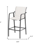 Set of Two 28" Gray Steel Outdoor Bar Height Chairs