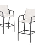 Set of Two 28" Gray Steel Outdoor Bar Height Chairs