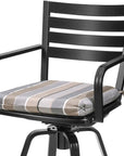 Set of Two 30" Black and Off White Aluminum Swivel Outdoor Bar Height Chairs