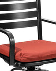 Set of Two 30" Black and Red Aluminum Swivel Outdoor Bar Height Chairs