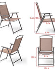 Set of Four Brown Steel Sling Outdoor Folding Stacking Dining Chairs