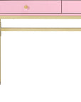 42" Gold And Pink Wood Vanity Table With Mirror And Two Drawers