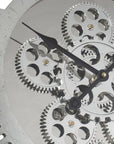 21" Circle Silver Metal and Glass Analog Exposed Gear Wall Clock