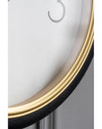 16" Black Gold And White Faux Leather And Iron Analog Exposed Gear Round Wall Clock