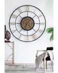 56" Circle Copper Metal and Glass Analog Exposed Gear Wall Clock
