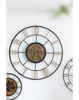 56" Circle Copper Metal and Glass Analog Exposed Gear Wall Clock