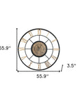 56" Circle Copper Metal and Glass Analog Exposed Gear Wall Clock