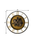 28" Circle Copper Metal and Glass Analog Exposed Gear Wall Clock