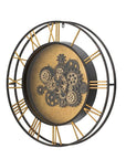 28" Circle Copper Metal and Glass Analog Exposed Gear Wall Clock