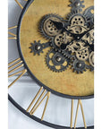28" Circle Copper Metal and Glass Analog Exposed Gear Wall Clock