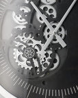 23" Circle Black and Silver Wood and Glass Analog Wall Clock