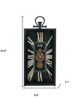 10" Black and Gold Metal and Glass Analog Vintage Style Crackle Wall Clock