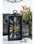 10" Black and Gold Metal and Glass Analog Vintage Style Crackle Wall Clock