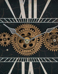 13" Black and Gold Metal and Glass Analog Vintage Style Crackle Wall Clock