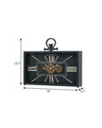 13" Black and Gold Metal and Glass Analog Vintage Style Crackle Wall Clock