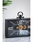 13" Black and Gold Metal and Glass Analog Vintage Style Crackle Wall Clock