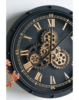 20" Circle Black and Gold Metal and Glass Analog Wall Clock