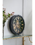 20" Circle Black and Gold Metal and Glass Analog Wall Clock