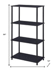 44" Black Metal and Wood Four Tier Etagere Bookcase