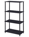 44" Black Metal and Wood Four Tier Etagere Bookcase