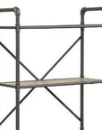 49" Gray Brown Metal Four Tier Etagere Bookcase