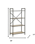 49" Gray Brown Metal Four Tier Etagere Bookcase