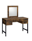 47" Black Mirrored Vanity Table with Mirror With Four Drawers